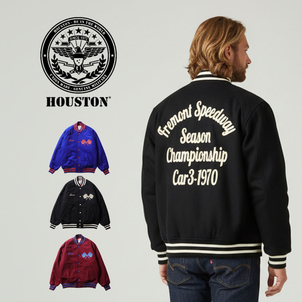 【L ブラック】ヒューストン HOUSTON MELTON AWARD JACKET 51518