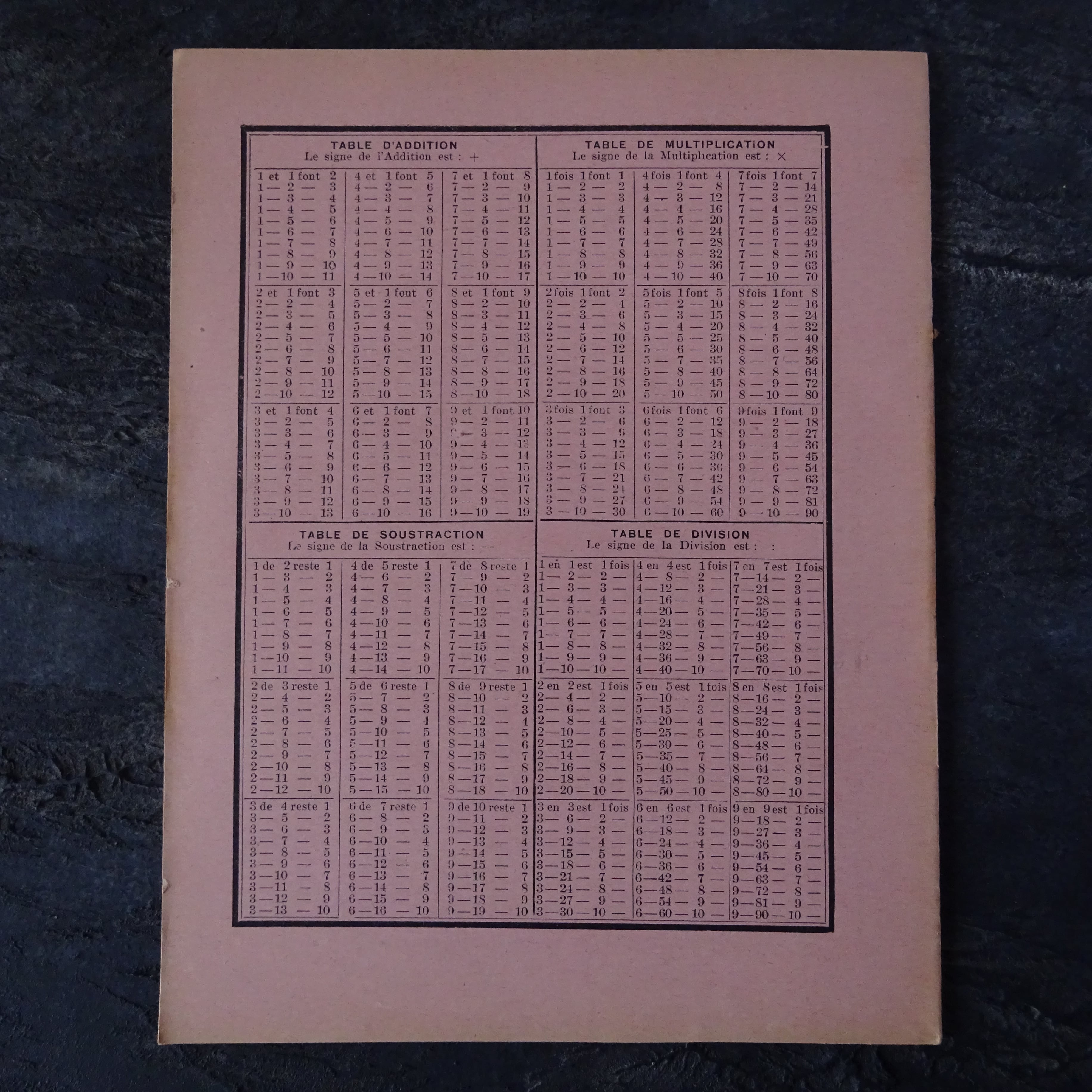 Cahier scolaire ancien