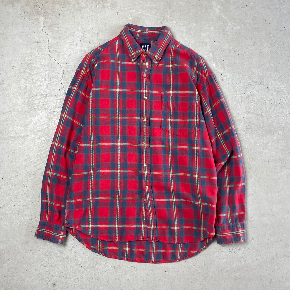 バーバリーブルーレーベル シャツ ビッグロゴ Mサイズ 赤 90年代 GAP 
