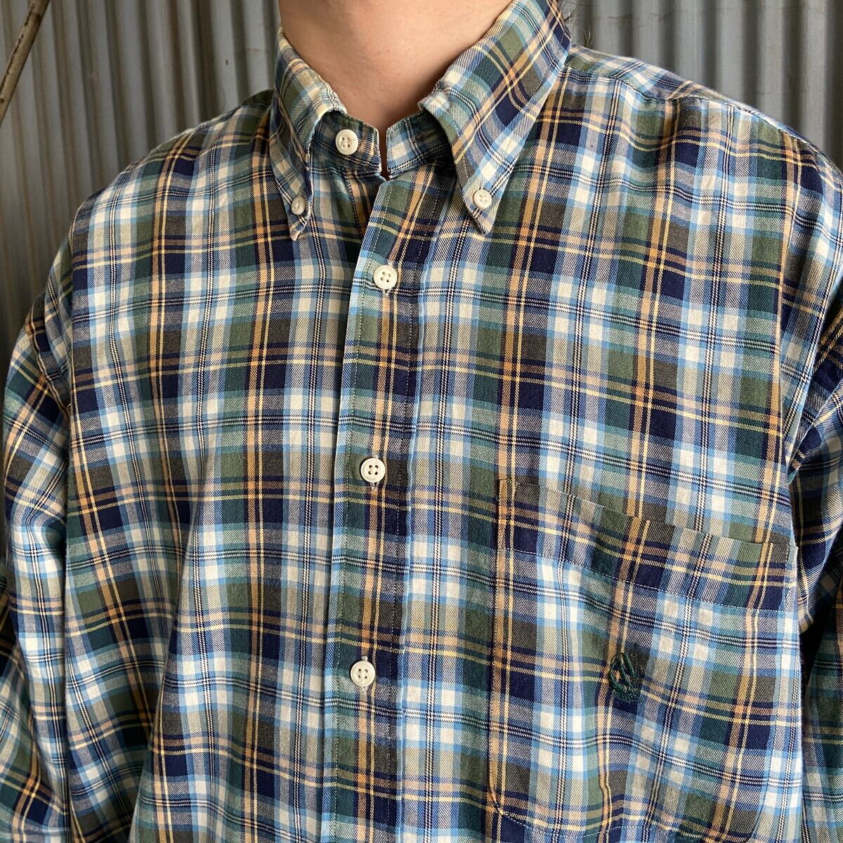 90年代 NAUTICA ノーティカ ワンポイントロゴ刺繍 チェックシャツ