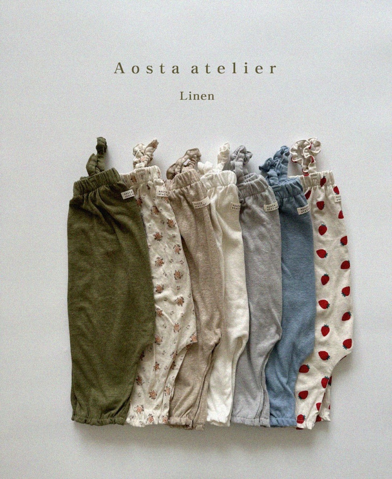 【Aosta】リネンオーバーオール 70~115cm ベージュ 240512 - 5