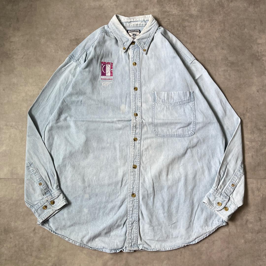 Lee リー デニムシャツ 古着 刺繍 BD 胸ポケット L 青 17231