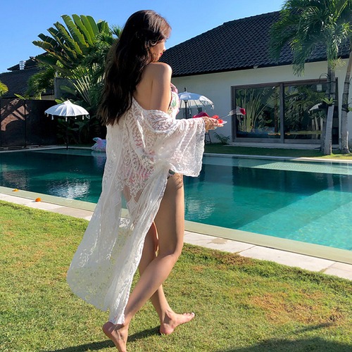 カーディガン レディース 夏 ロング丈 レースカーディガン 刺繍 ホワイト ロングカーディガン 夏 ビーチ リゾート かわいい おしゃれ カーディガン レディース ロング丈 レースカーディガン 刺繍