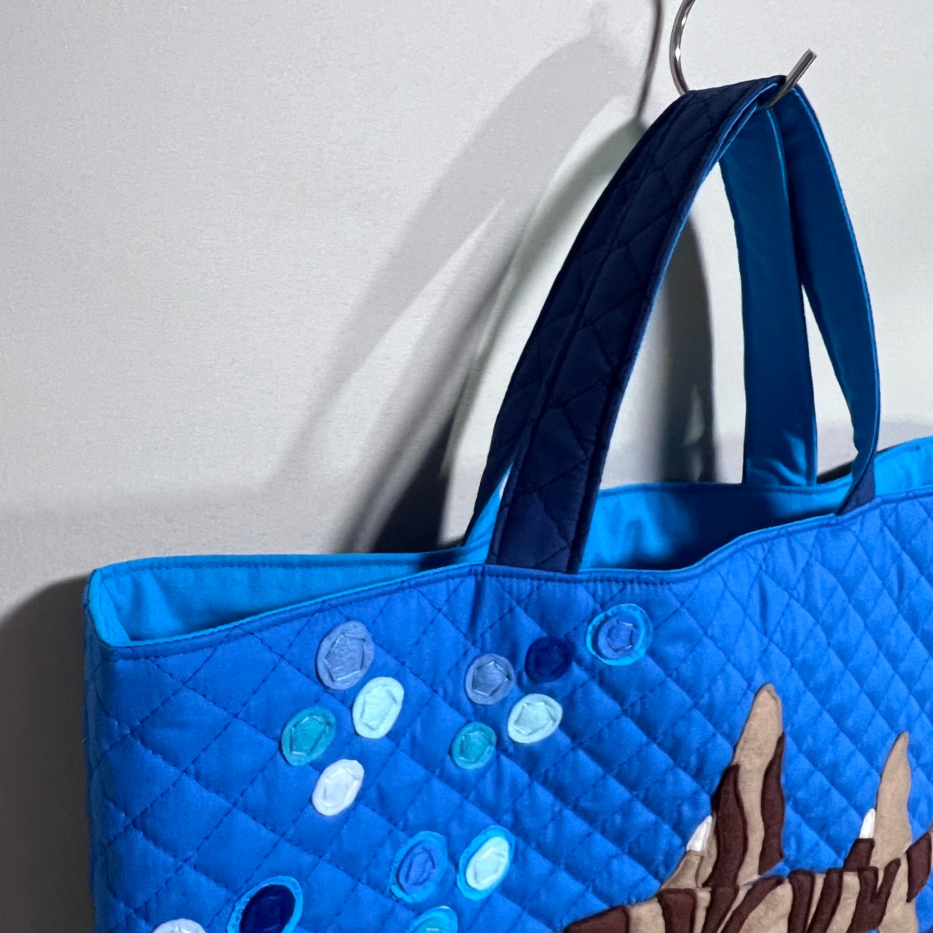 ネコザメ レッスンバッグ（青×紺）キルティング｜男の子・女の子