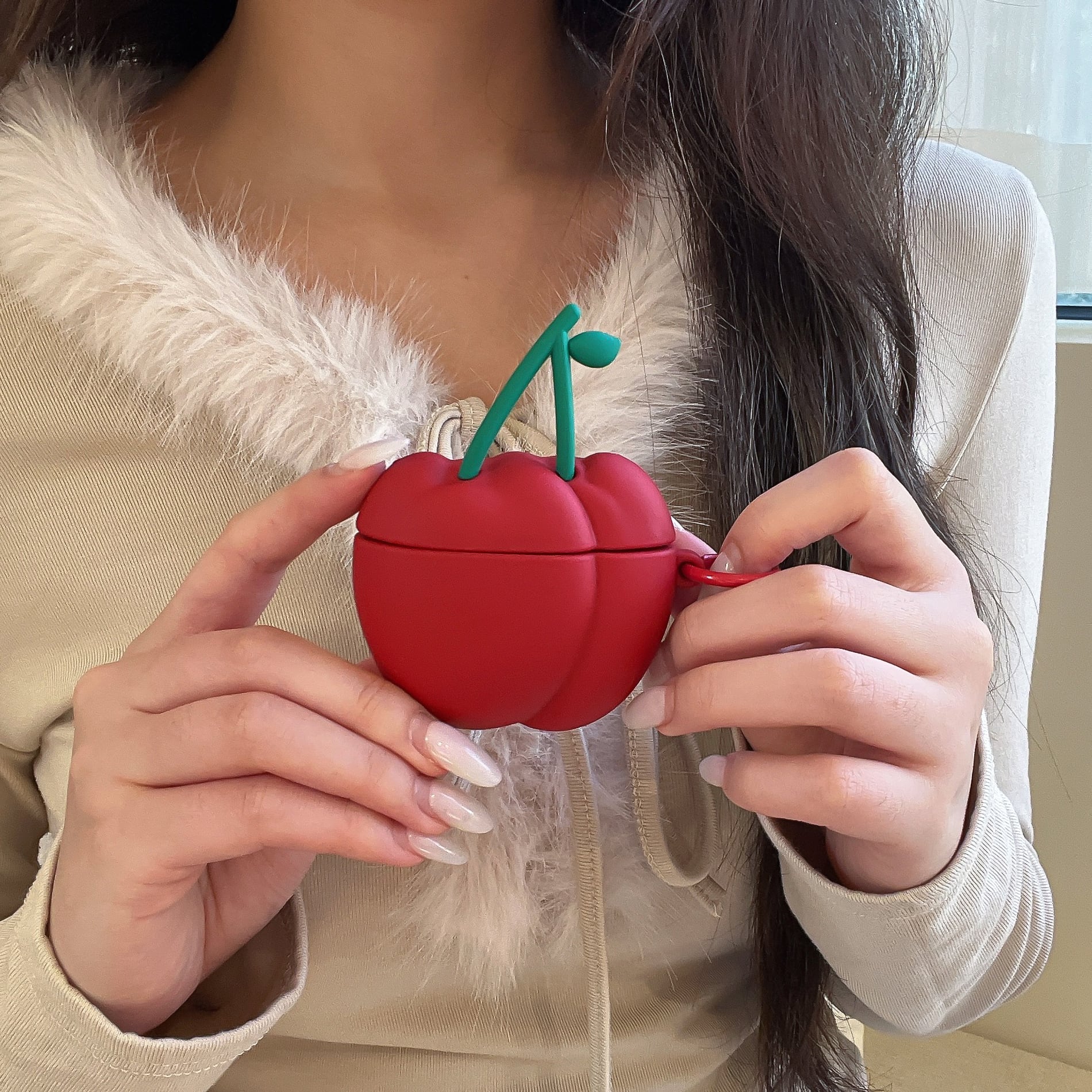 最新 AirPods Pro3 / AirPods4対応 さくらんぼ AirPodsケース カラビナ