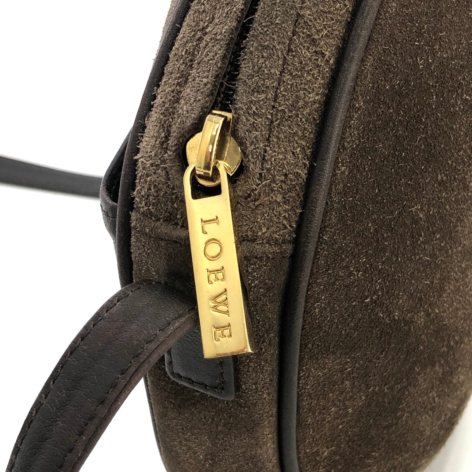 LOEWE ロエベ アナグラム コンビレザー スエード ラウンド ミニバッグ