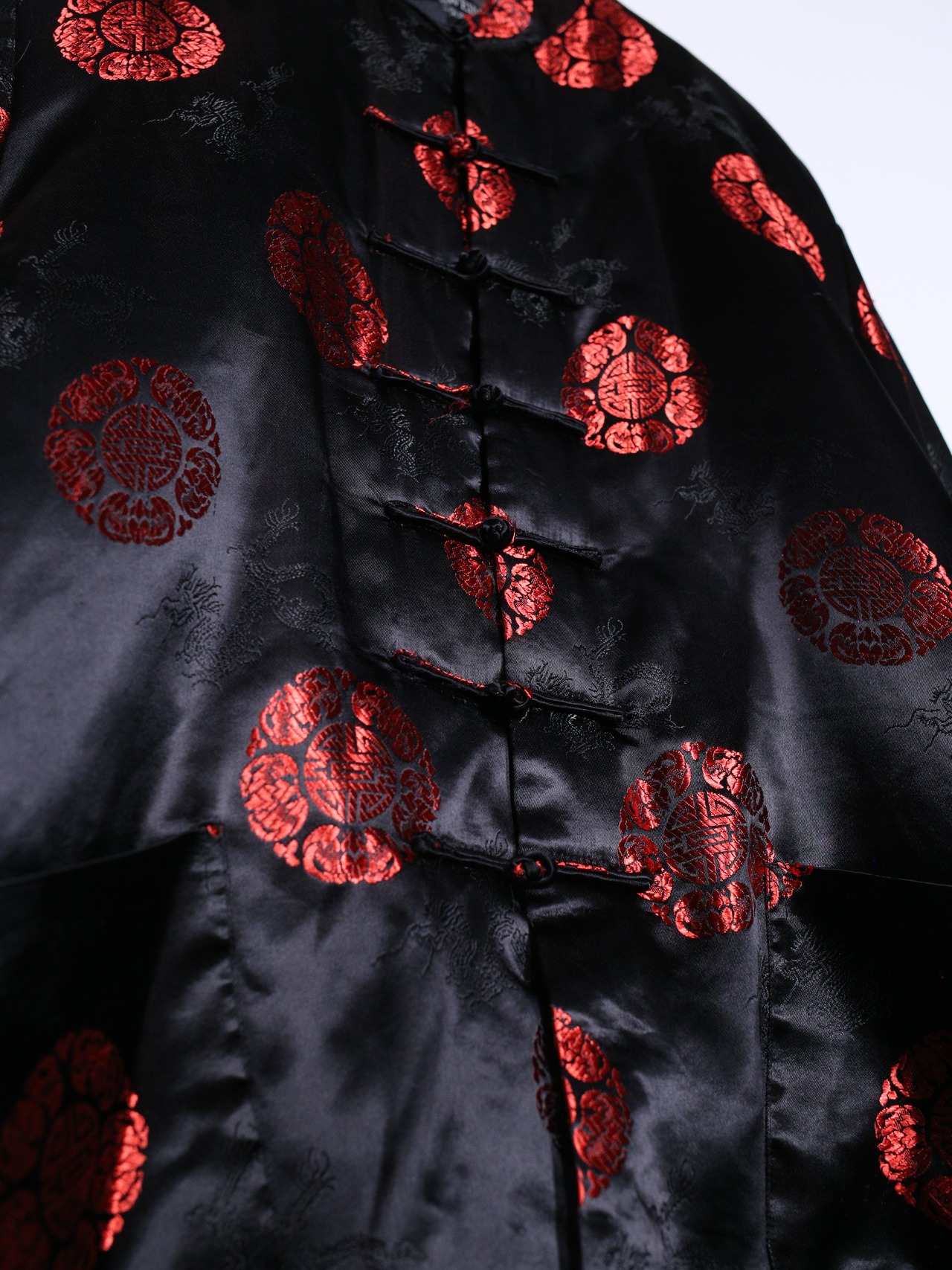 XXXL over silhouette 紋様 satin china shirt jacket - 10