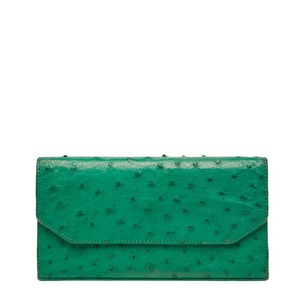 三宝/サンポウ sanpo オーストリッチ 長財布 グリーン レザー レディース sanpo 【中古】