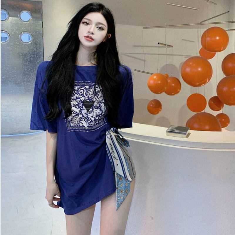 プリントTシャツ サマー薄手カジュアルルーズ半袖スリーブトップス ショート ハーフスリーブ かわいい 夏物 ブラックストロベリース93029678775