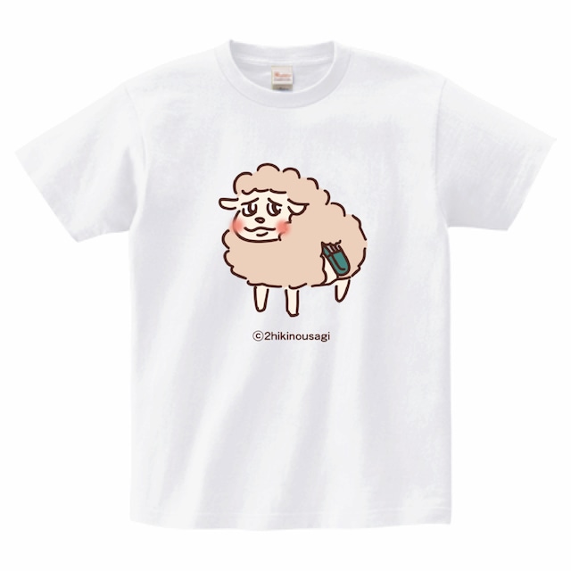 Tシャツ　どでかイラスト　ちわわひつじ　そんな目でこっち見ないで　ほんわか　ホワイト　S/M/L/XL