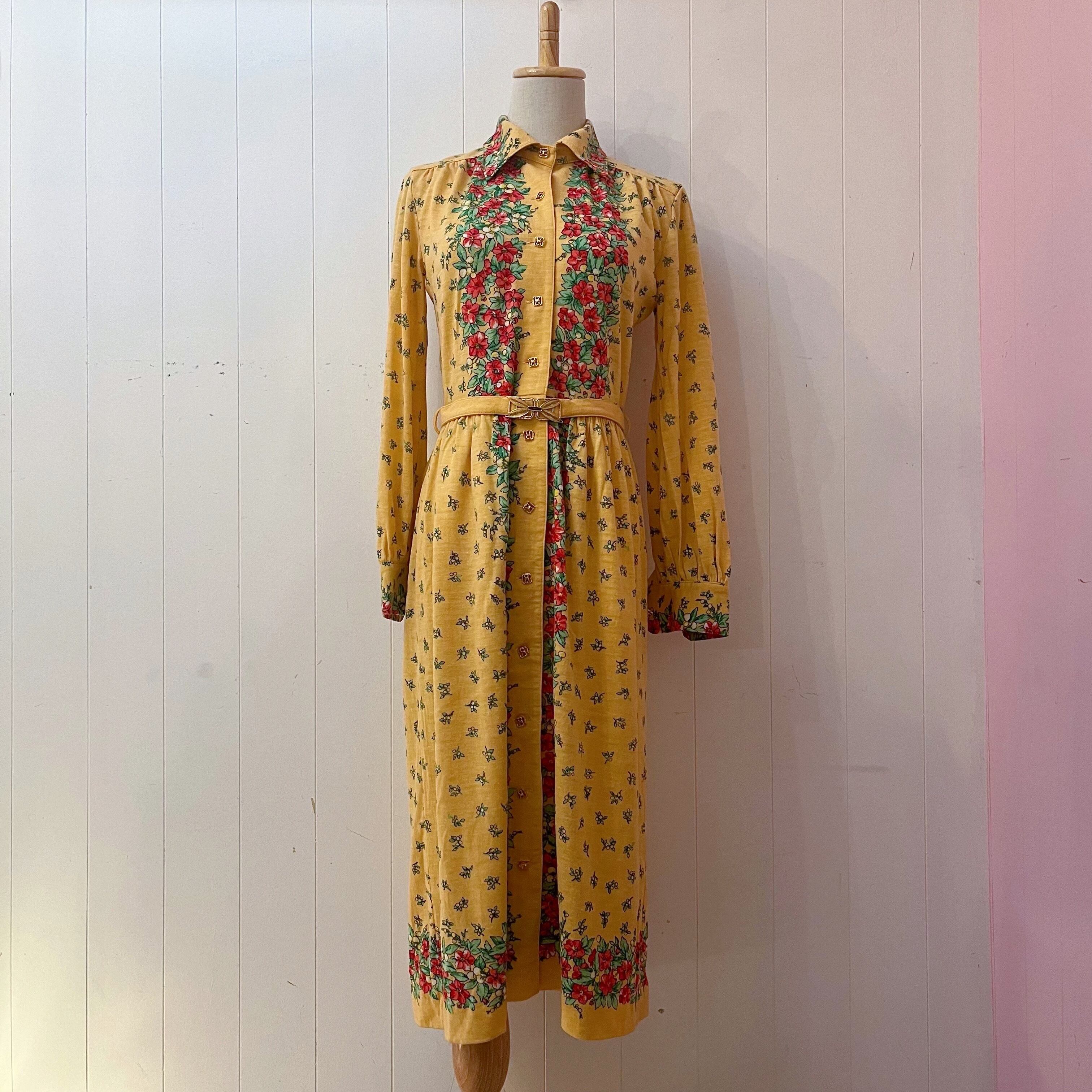 flower line yellow gather one-piece