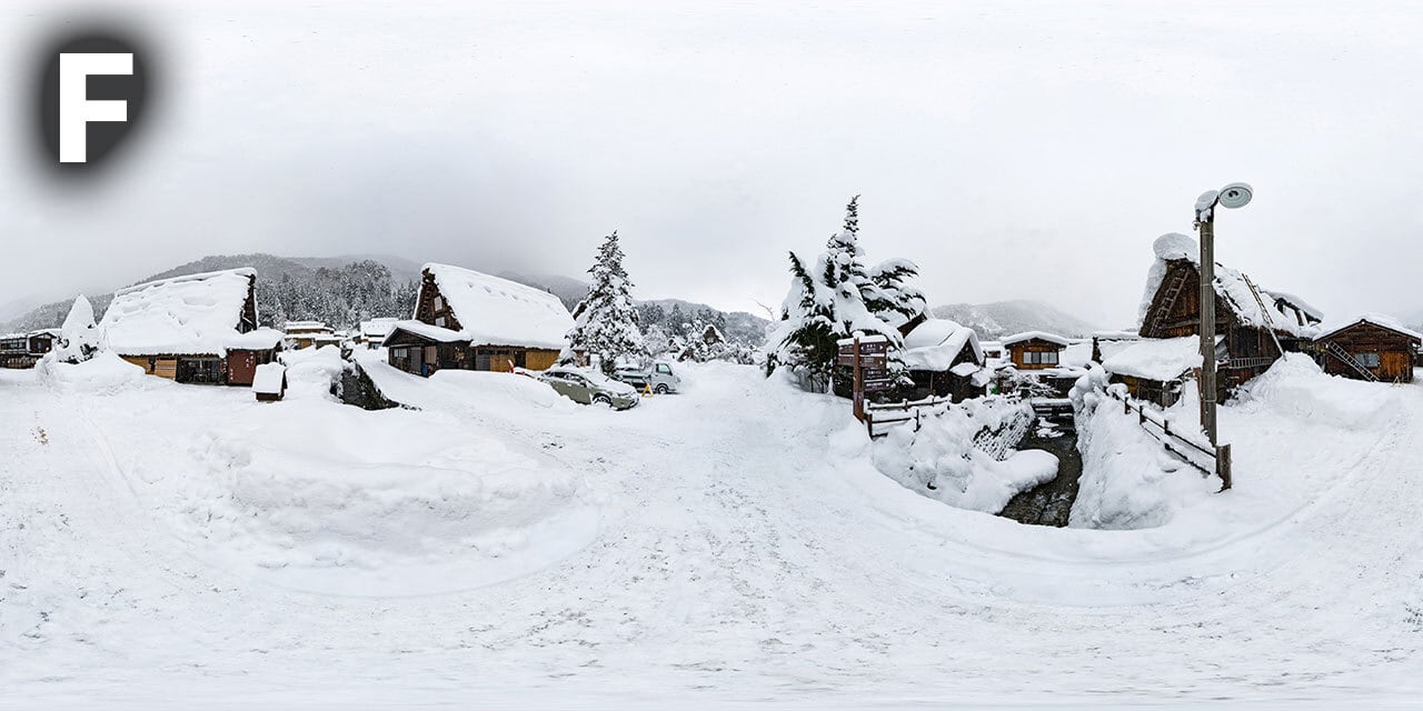合掌造り集落の世界遺産“白川郷”の雪景色 | JAPAN VRツアー | 360-Panorama