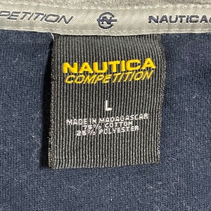 【NAUTICA】刺繍ロゴ ハーフジップ スウェット プルオーバー トレーナー グレー ノーティカ LARGE US古着