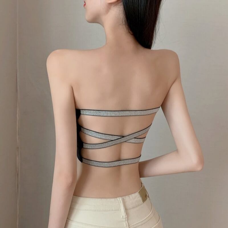 トップス サマースタイルストラップレスブラ レディース 夏物 シルク ピュア ハンチェンe18223764846