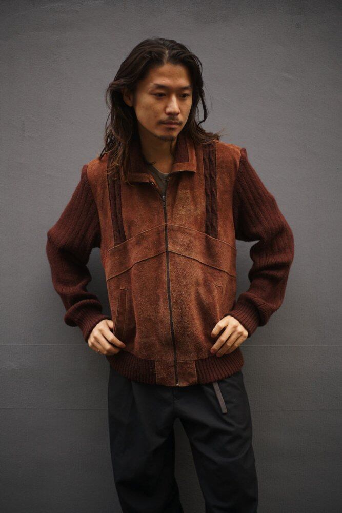 Repage] Vintage Suede x Knit Zip Up Jacket [1970s-] Vintage Suede