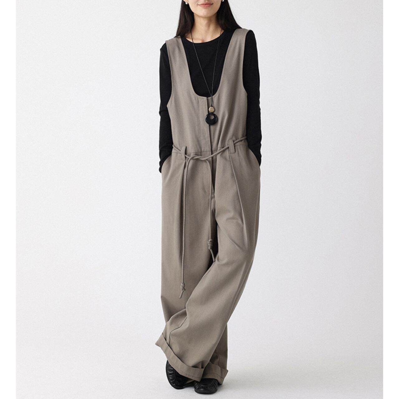 Uネックサロペット a0596