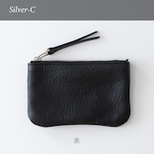 革のフラットポーチS Black