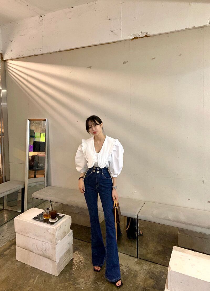 ハイウエスト ワイドデニムパンツ スキニー ジーンズ ロングパンツ 韓国ファッション Choice 31 レディースファッション通販