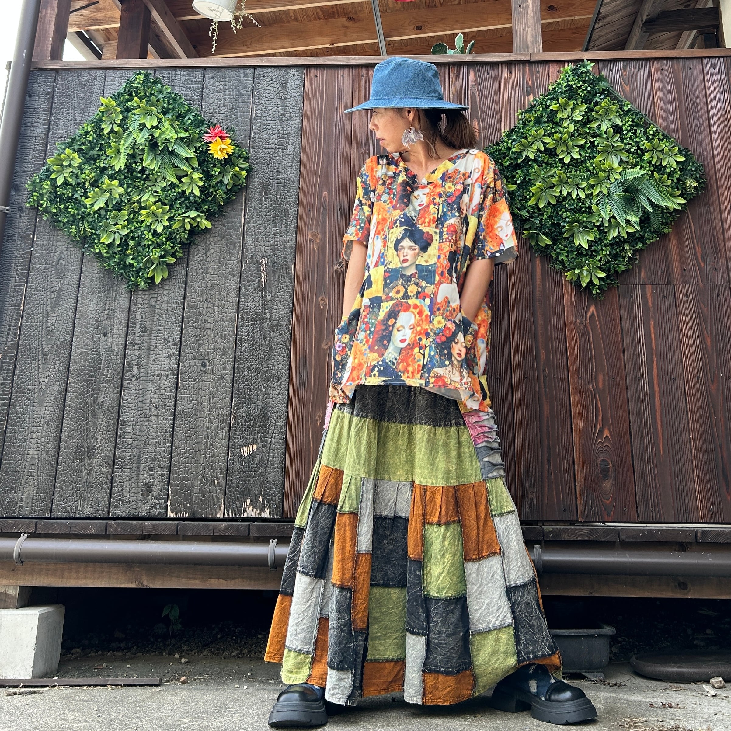 たっぷりパッチワークスカートA | アジアン雑貨ルチュ