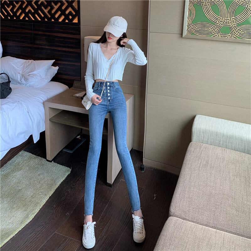 ダブルブレストスキニージーンズ ガールズファッション819946168