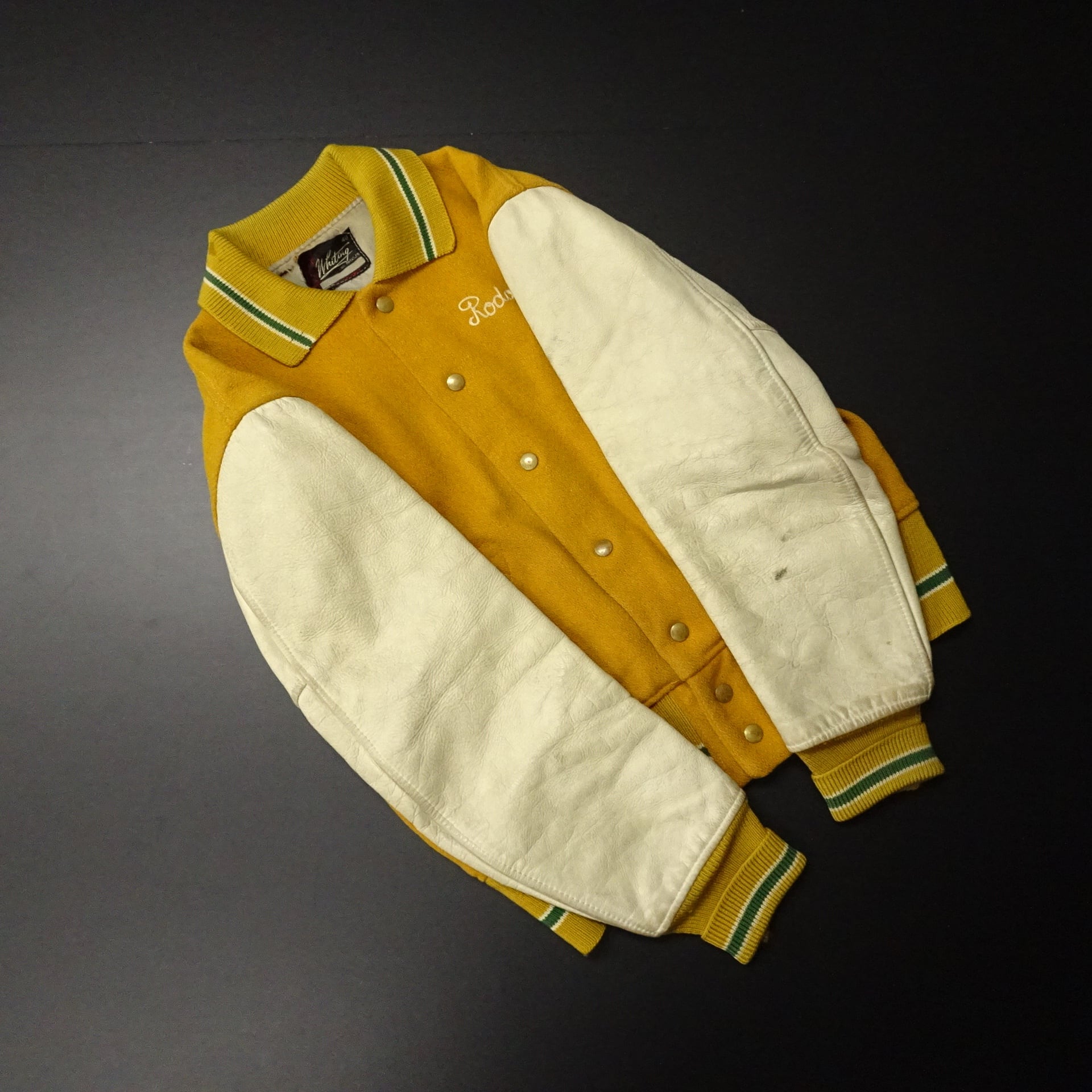 60s- USA製 Whiting ホワイティング スタジャン メルトン 袖レザー