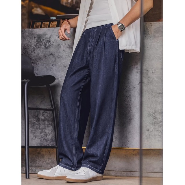 リラックスカジュアル タックデニムパンツ 11369
