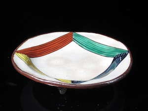 有田焼USED 錦4色角線紋三つ足皿 ret2294 有田焼USED 錦4色角線紋三つ足皿 ret2294