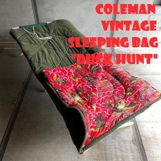 コールマン ビンテージ スリーピングバッグ ダックハント ブラウン レッドフランネル 60年代 TALONジップ ポリエステル 美品 寝袋 シュラフ COLEMAN キャンプ F