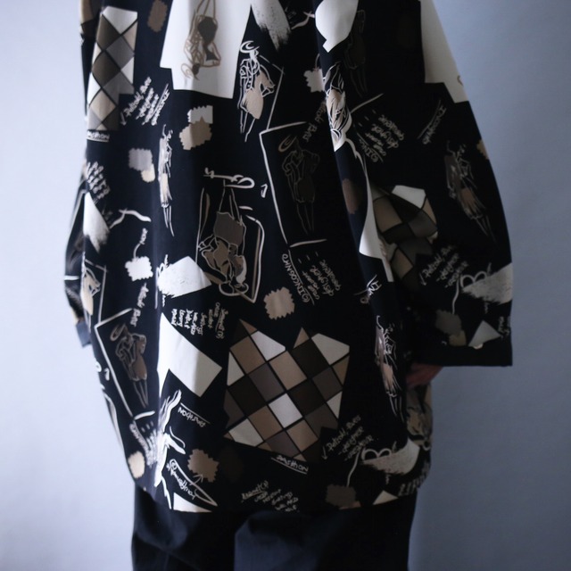 woman and geometry art pattern over silhouette easy tailored jacket