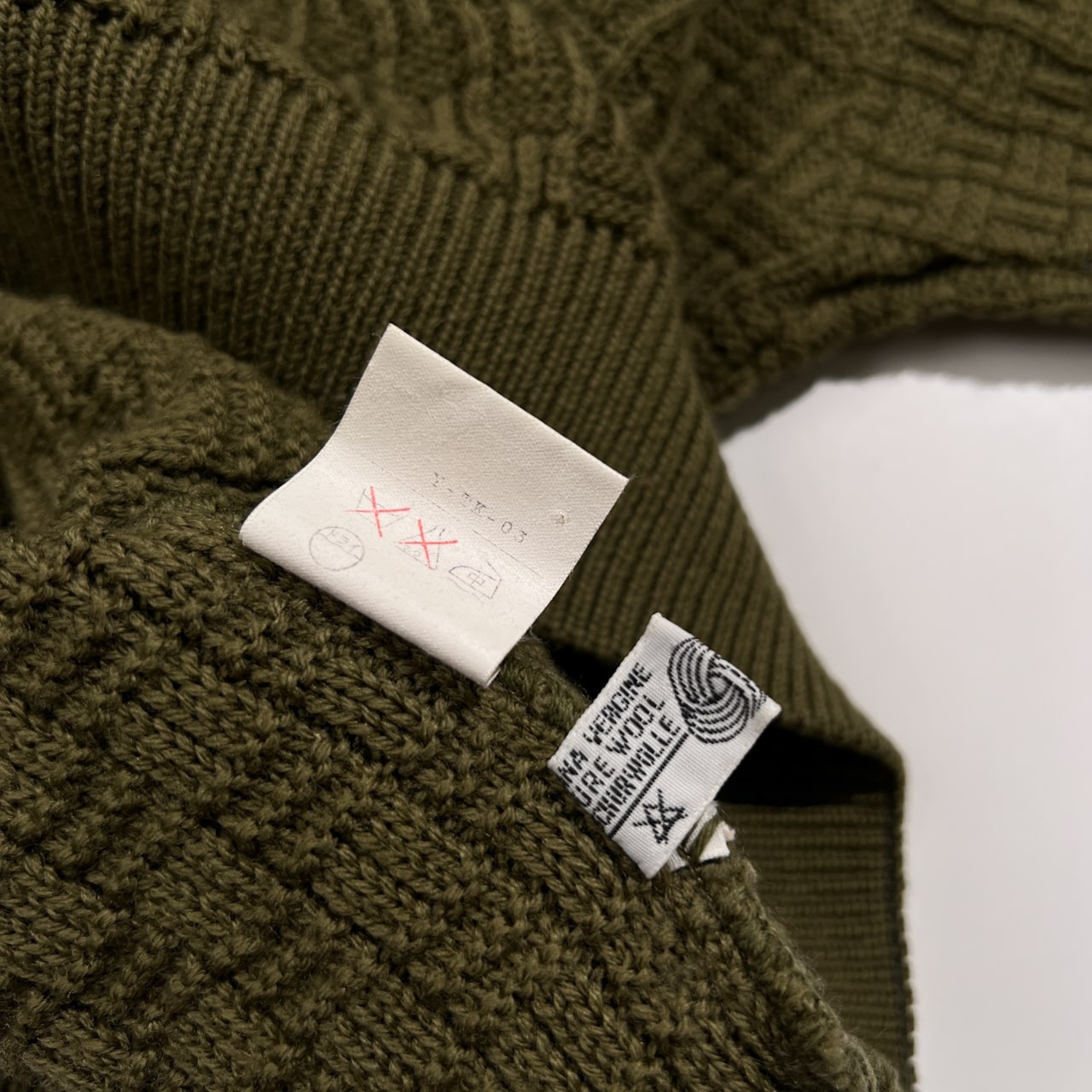 Christian Dior クリスチャンディオール タートルネック ウールニット セーター 46 /グリーン系/イタリア製/Y-TK-03/ビンテージ