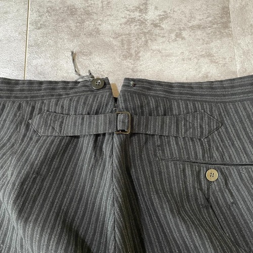 30-40s 針式シンチ フレンチワーク ストライプ ブラック パンツ W31 詳細写真2