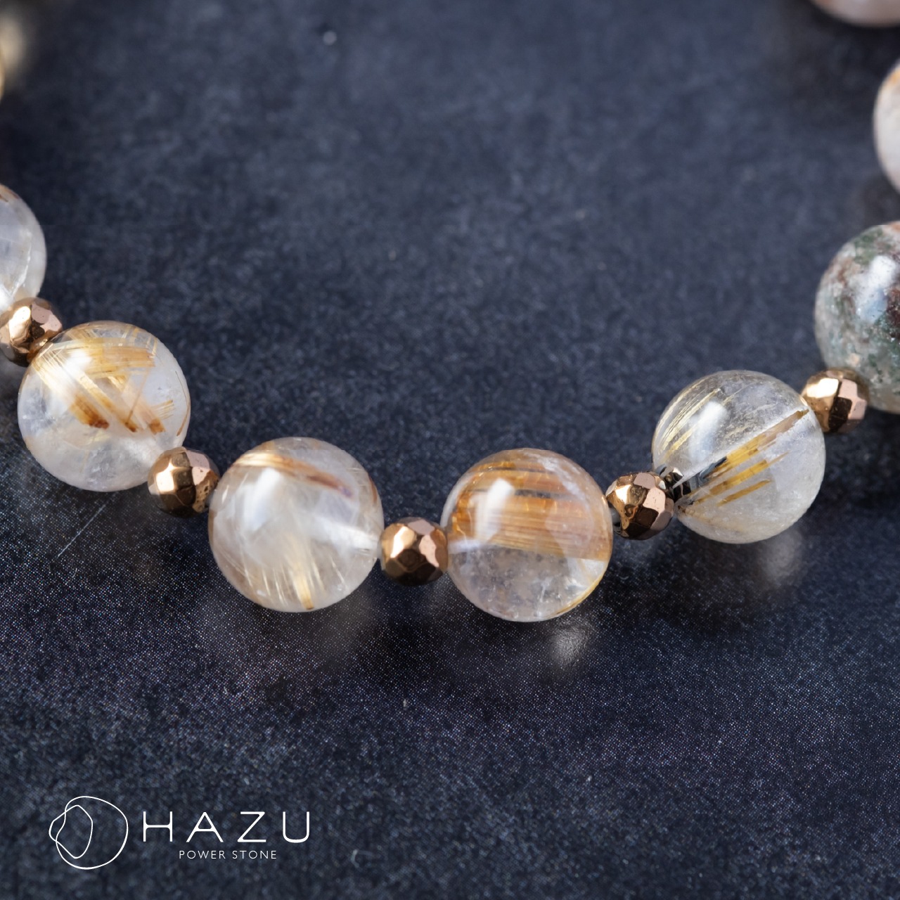 あらゆる財を豊かにする金運ブレス［ガーデンクォーツ／ルチルクォーツ／シトリン／ヘマタイト］