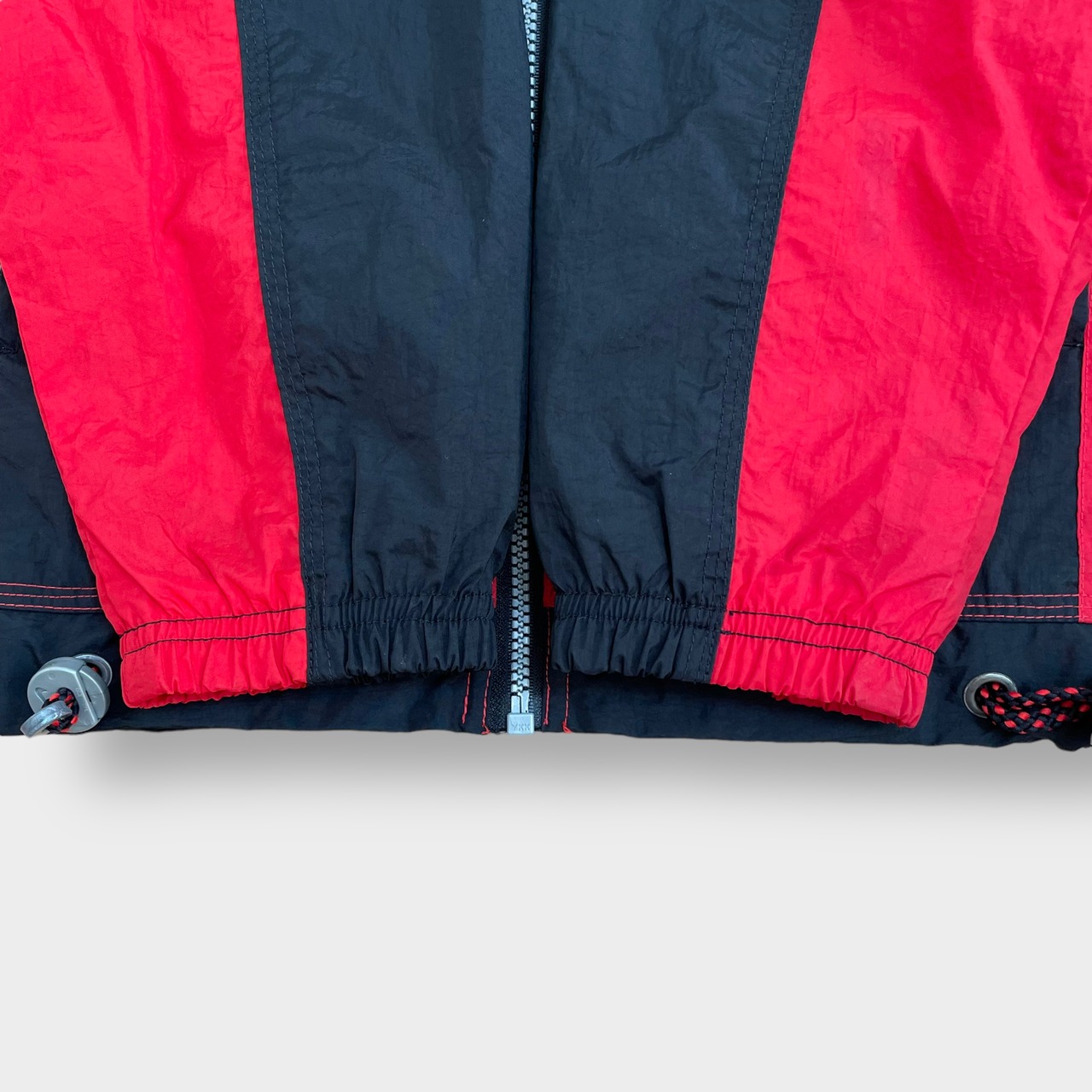 NIKE 90s 白タグ ナイロンジャケット ジャンパー フルジップ バイカラー バックロゴ ビッグロゴ スウッシュ ビンテージ ナイキ S US古着