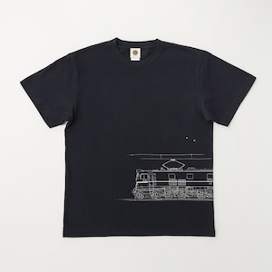 鉄道Tシャツ｜EF58-61 （ Dark Navy × Silver ）  鉄道グッズ　ネイビー　紺　銀　電気機関車　Japanese electric locomotive T-shirt