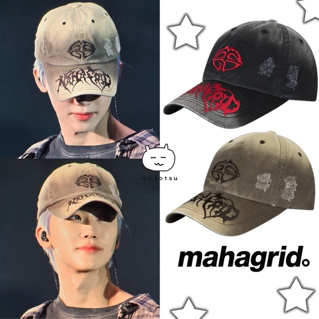 ★NCT ジェミン 着用！！【MAHAGRID】WASHED METAL LOGO BALL CAP - 2COLOR