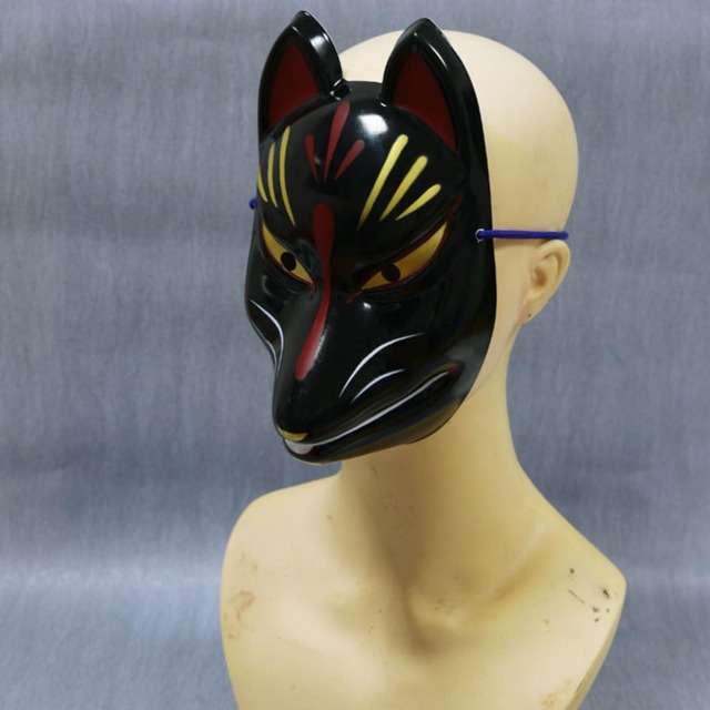 [ASTRAIZE] お面 極彩狐面 リアル和風 狐お面 お祭り 肝試し コスプレ ハロウィン YouTube顔隠し (Black)