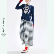 ほっこり主役、青チェックパンツ 《i0722》