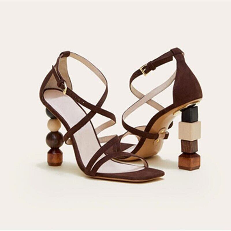【新作】【送料無料】 Sandals com Tira No Tornozelo Mulheres Bombas Estranho 10CM Saltos Altos Sapatas Das Senhoras Sapatos Valentine サンダル 靴 シューズ 10b351355422932