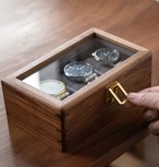 ウォッチボックス 腕時計ケース 木製 ガラス天板 3本用 時計収納 ウォールナット 高級 時計ボックス コレクションケース ディスプレイ