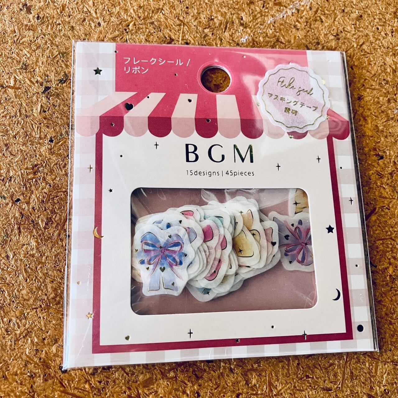 【廃番】BGM 箔押 リボン フレークシール BG21