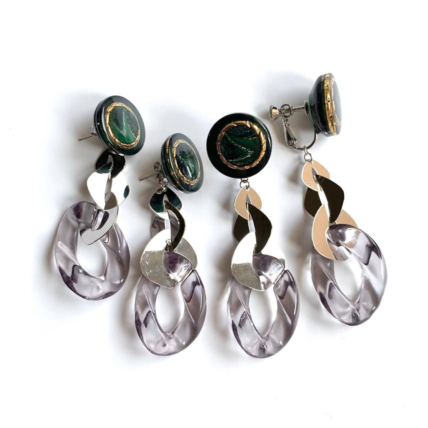 フランスボタンとチェーンの〈ピアス/イヤリング〉 | Dua-アクセサリー