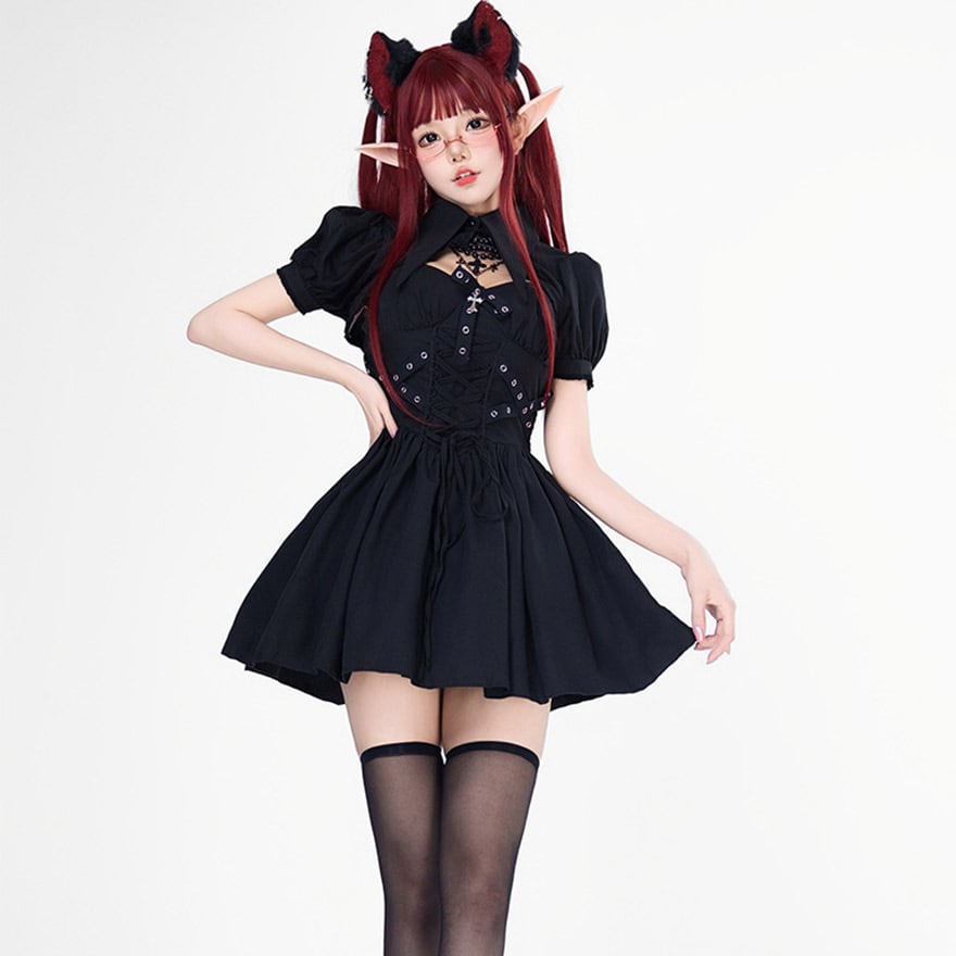 サブカル 服 地雷系 通販 ファッション 女子 キャミワンピース ドレス ジャンスカ ミニスカート ストラップ レトロ 闇かわいい ストリート系