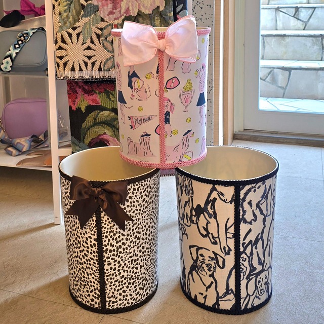 【アメリカ製】Fabric Wastebasket｜キャンバス×シルクリボン ファブリックダストボックス