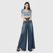 スラックスパンツ 25新作 流行り デニムパンツ ハイウエスト ワイドパンツ ジーンズ レディース レトロ ゆったり ズボン脚長効果ワイドパンツ デニムボトムス スキニーパンツ