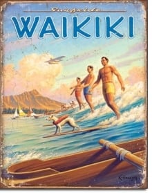 ハワイ サーフィン 1988 【ブリキ看板】 【ティンプレート】