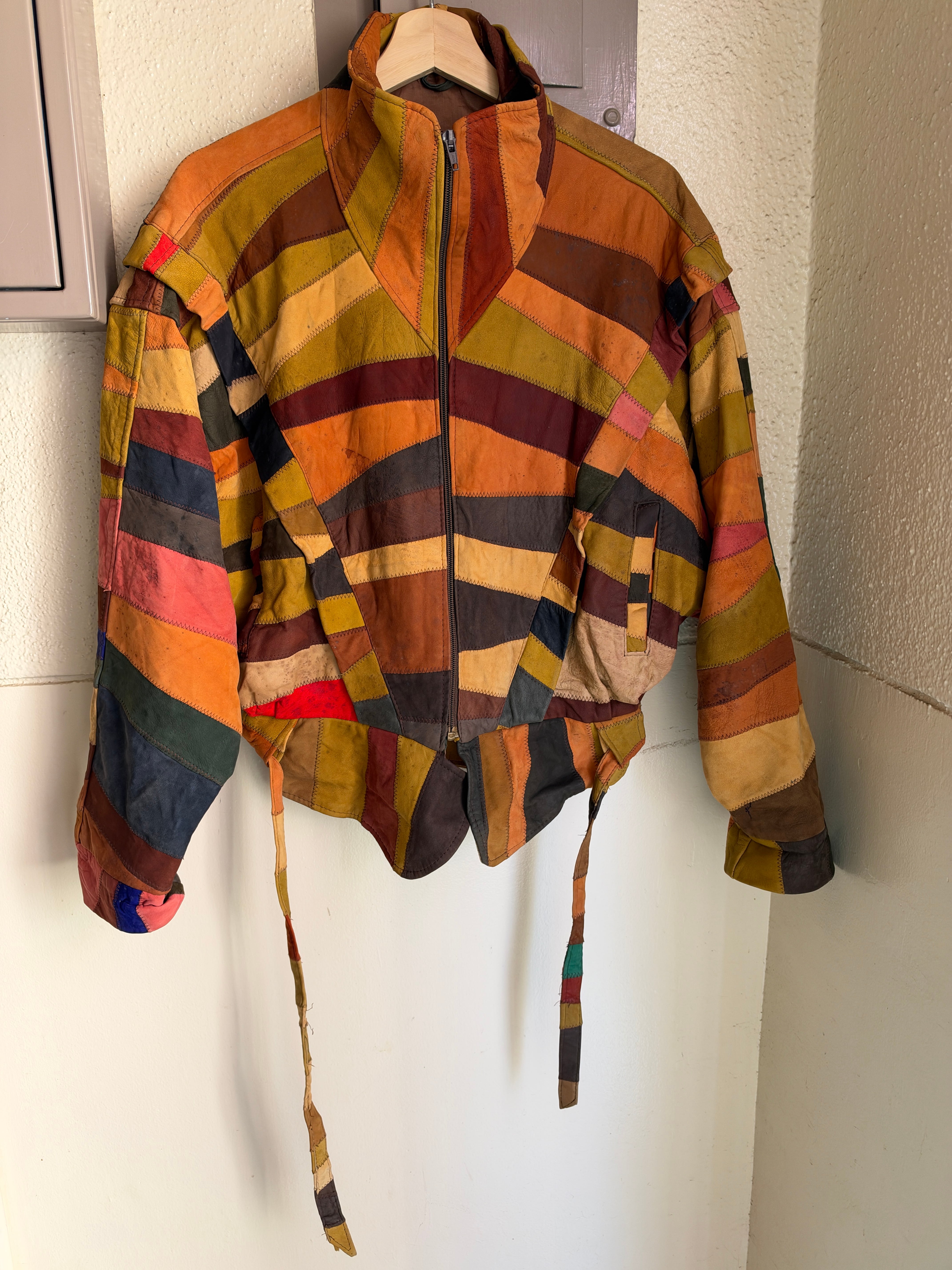 Vintage patchwork leather jacket