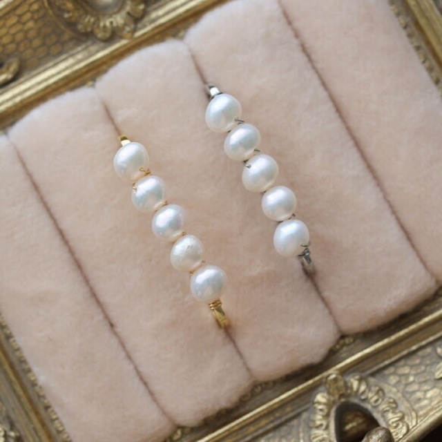 2WAY＊キュービックジルコニア イヤーカフ Pearl & Pave Rectangle