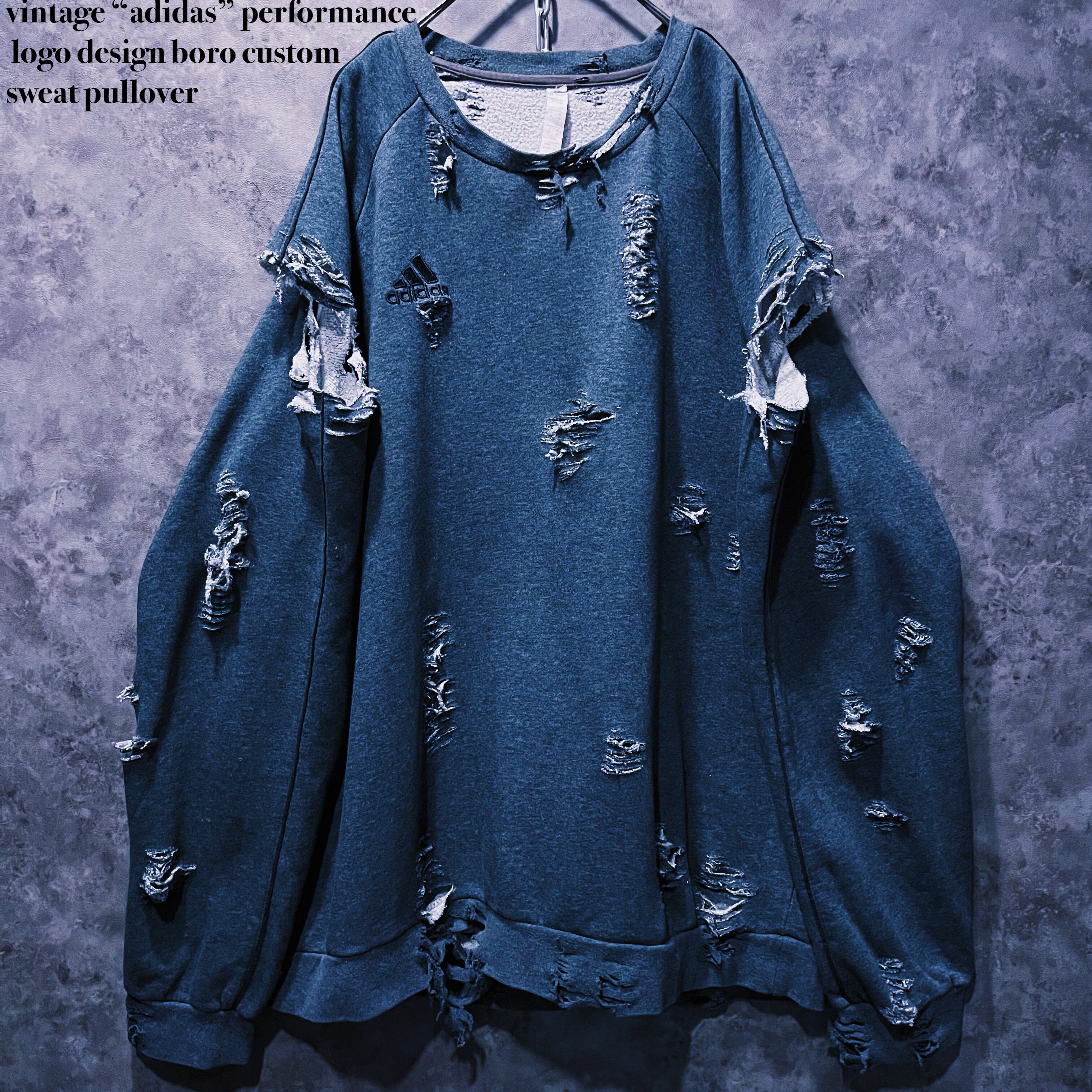 【doppio】vintage “adidas” performance logo design boro custom sweat pullover