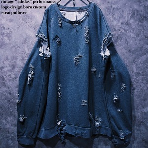 【doppio】vintage “adidas” performance logo design boro custom sweat pullover