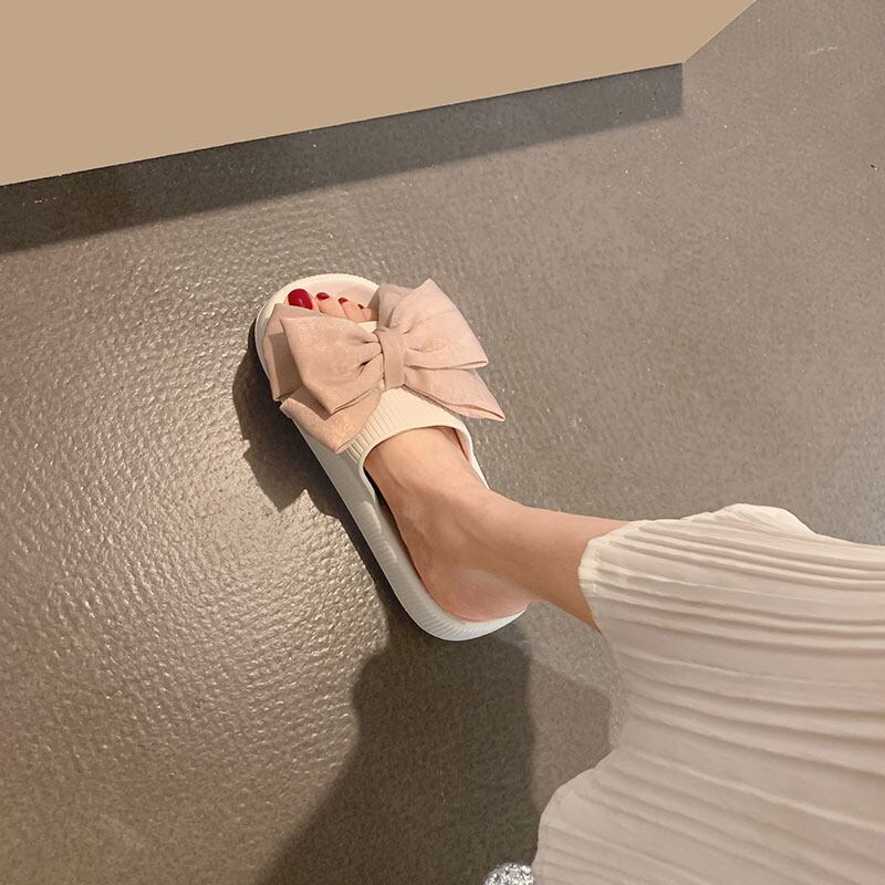 ミュールサマーレッドスタイルリボンサンダル 靴 シューズ 大人ガーリー スウィート キュート カジュアル 夏物 フェイクシューズ23980681685